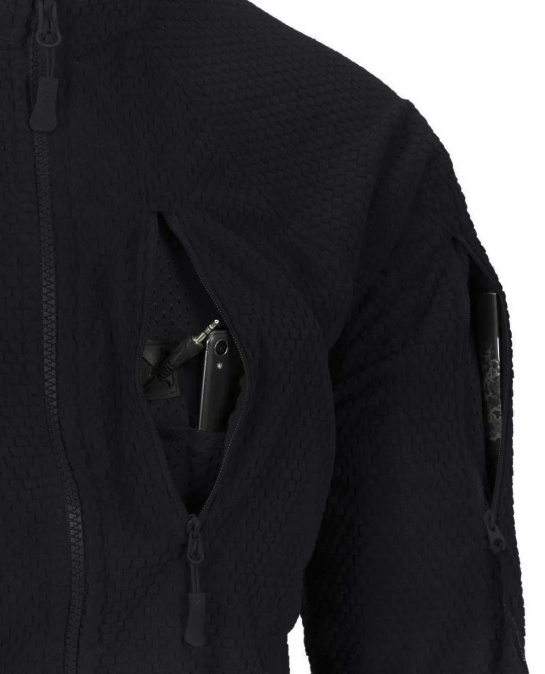 Alpha Tactical Jacket Grid Fleece Black Schwarz