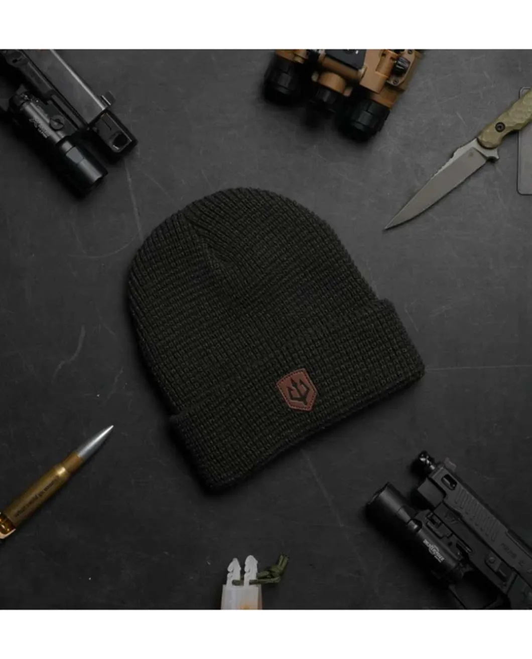 Black Trident Team Beanie Dark Grey Grau