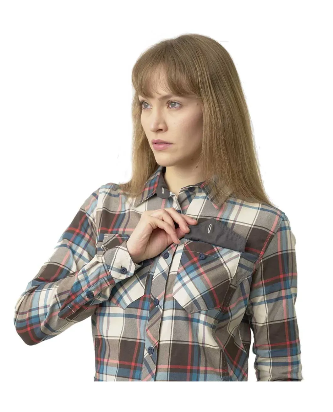 Marigold Woman's Shirt True Grey Checkered