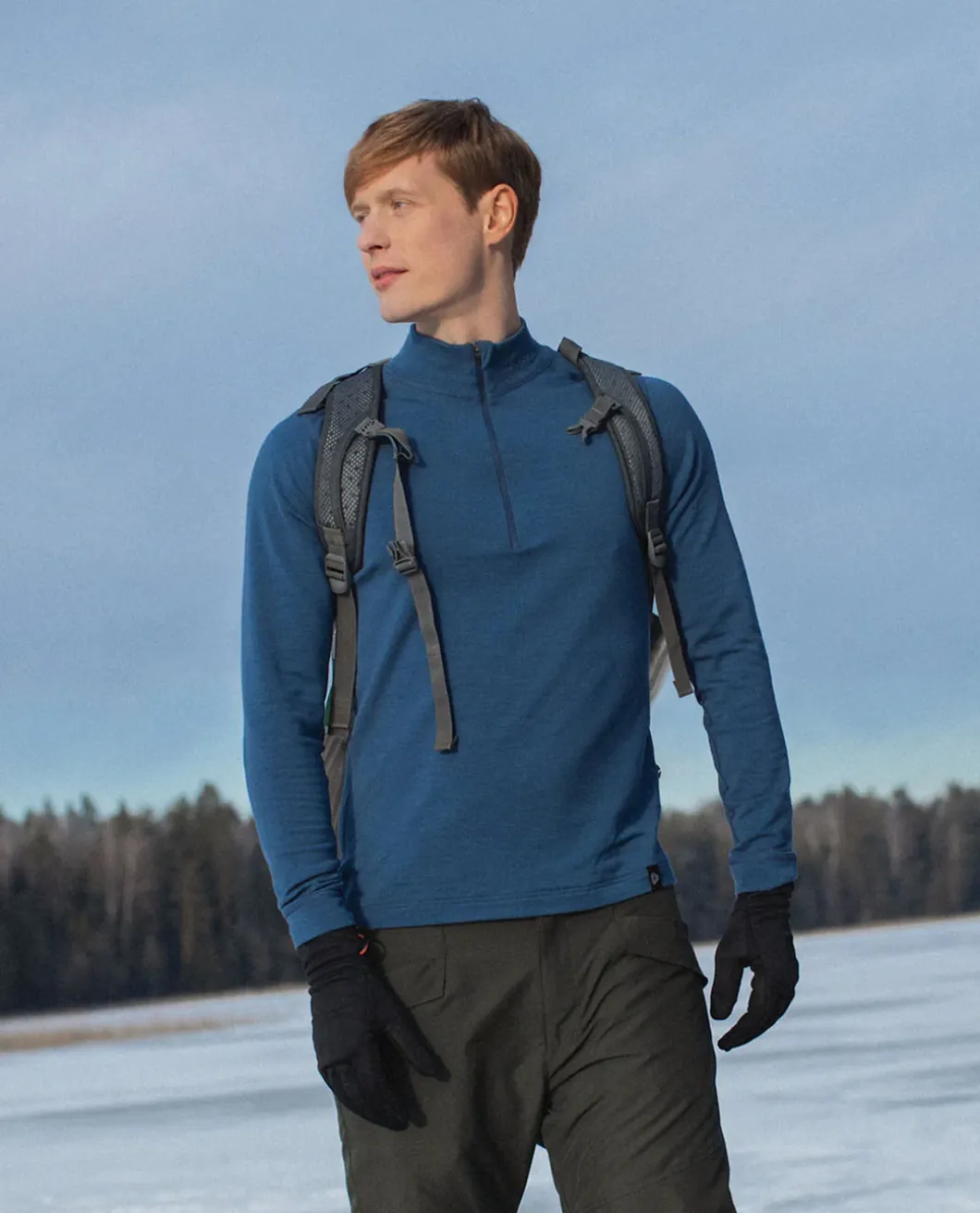 Merino ARCTIC Long Sleeve Shirt 1/2 Zip Men Forest Green Oliv