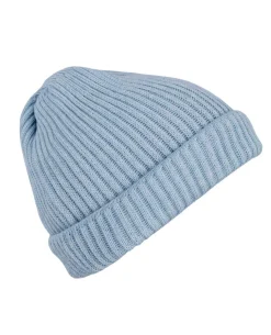 Merino Beanie Gerippt Eisblau