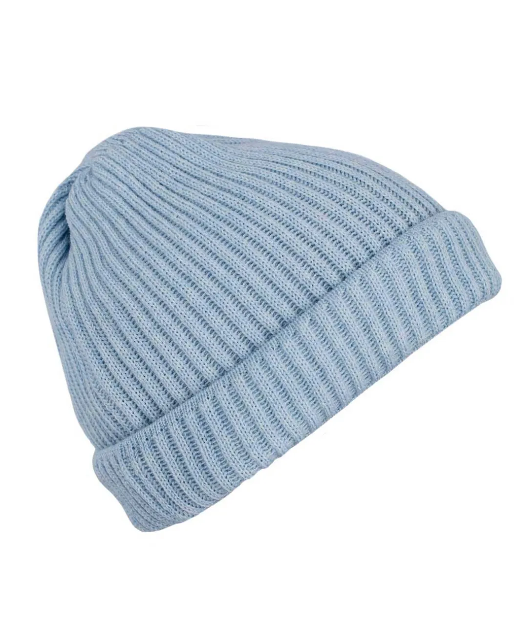 Merino Beanie Gerippt Eisblau