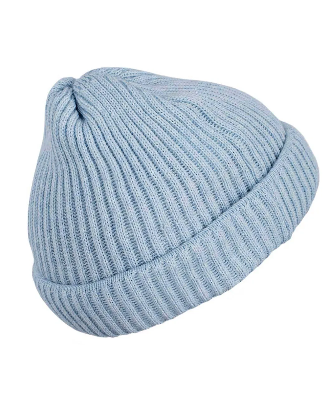 Merino Beanie Gerippt Eisblau