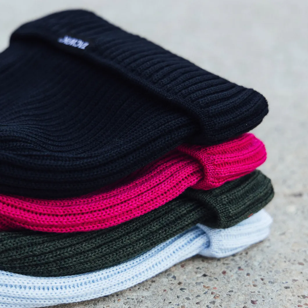 Merino Beanie Gerippt Eisblau