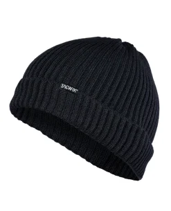 Merino Beanie Gerippt Schwarz
