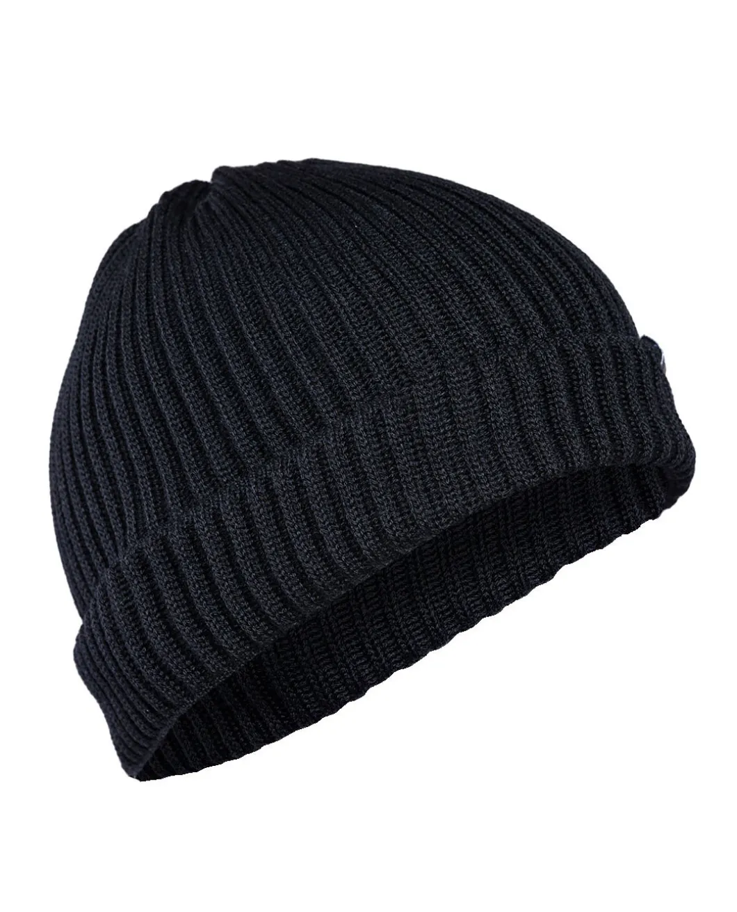 Merino Beanie Gerippt Schwarz