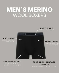 Merino Life Boxers Men Black Schwarz