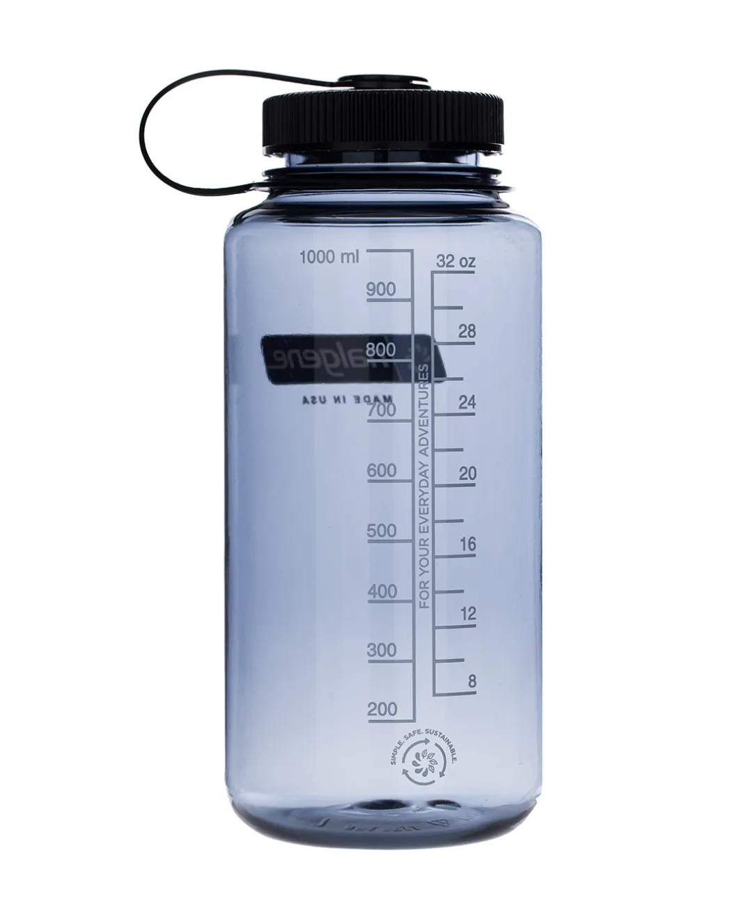 Nalgene Weithals Sustain Trinkflasche 1L Grau Schwarz