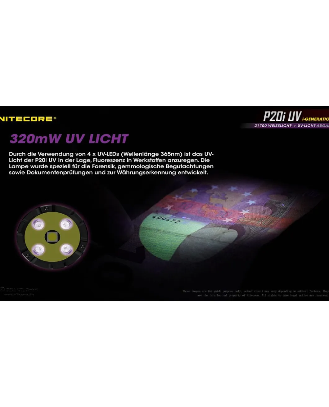 Nitecore P20i UV - 1800 Lumen + UV-Licht