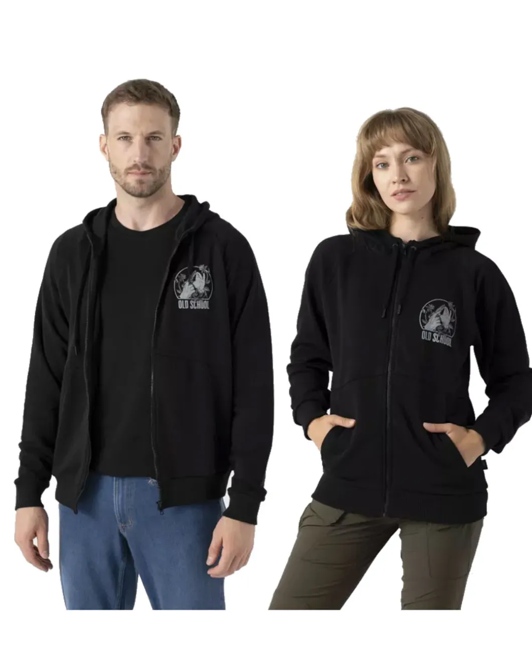 Old School Hoodie Fullzip Black Schwarz