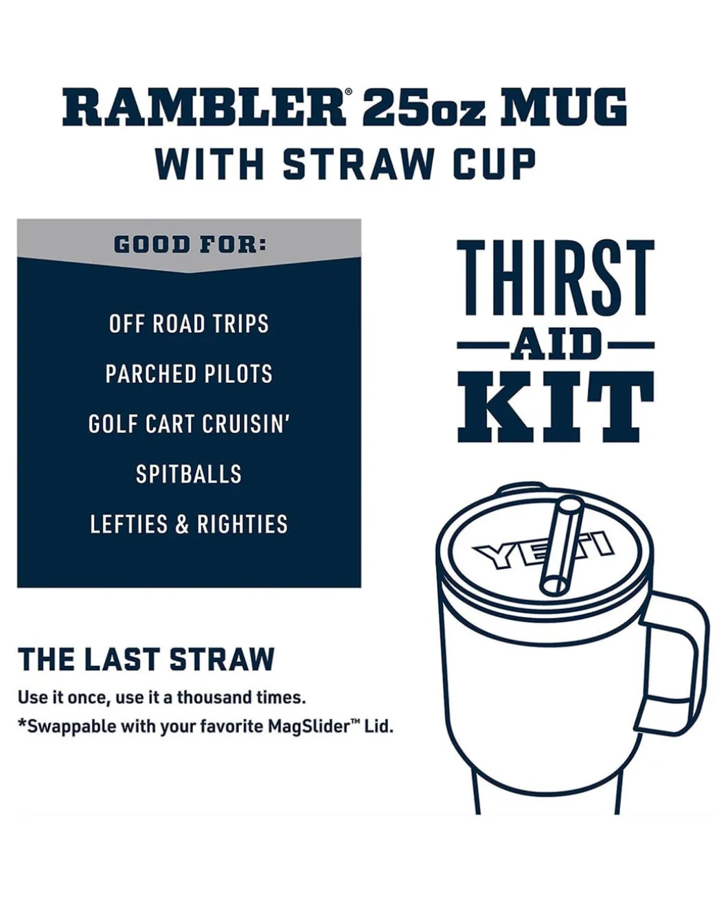Rambler 25 Oz Straw Mug Navy Dunkelblau