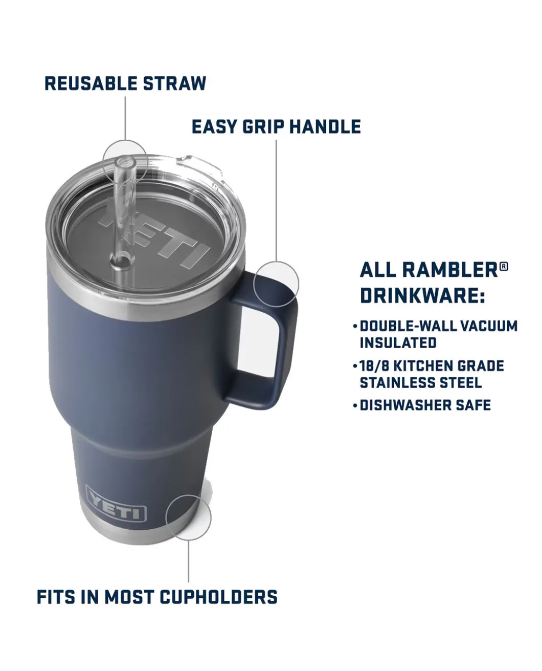 Rambler 25 Oz Straw Mug White Weiß