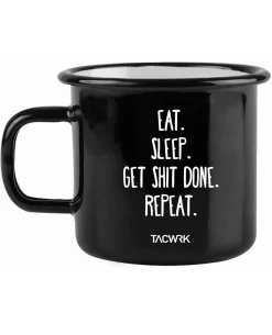 Tasse Eat Sleep Schwarz Metall