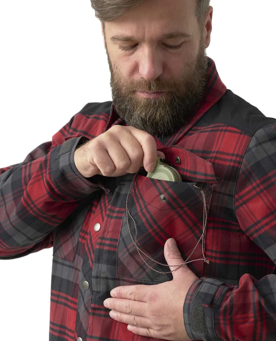 Winter Warden Shirt Slate Crimson Plaid