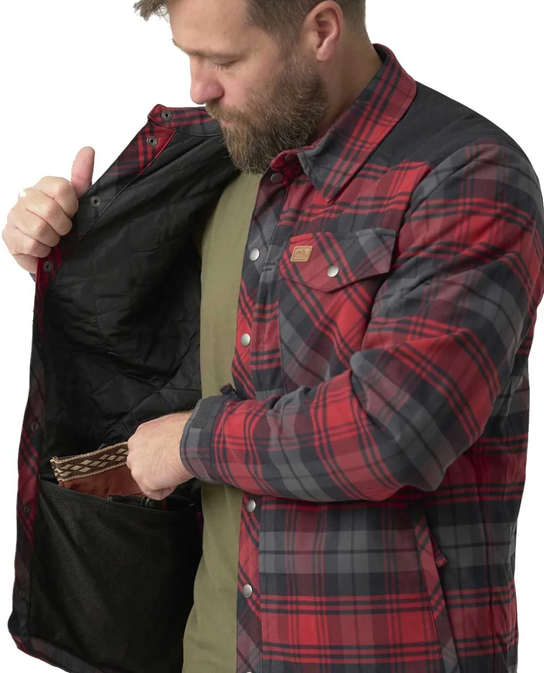 Winter Warden Shirt Slate Crimson Plaid
