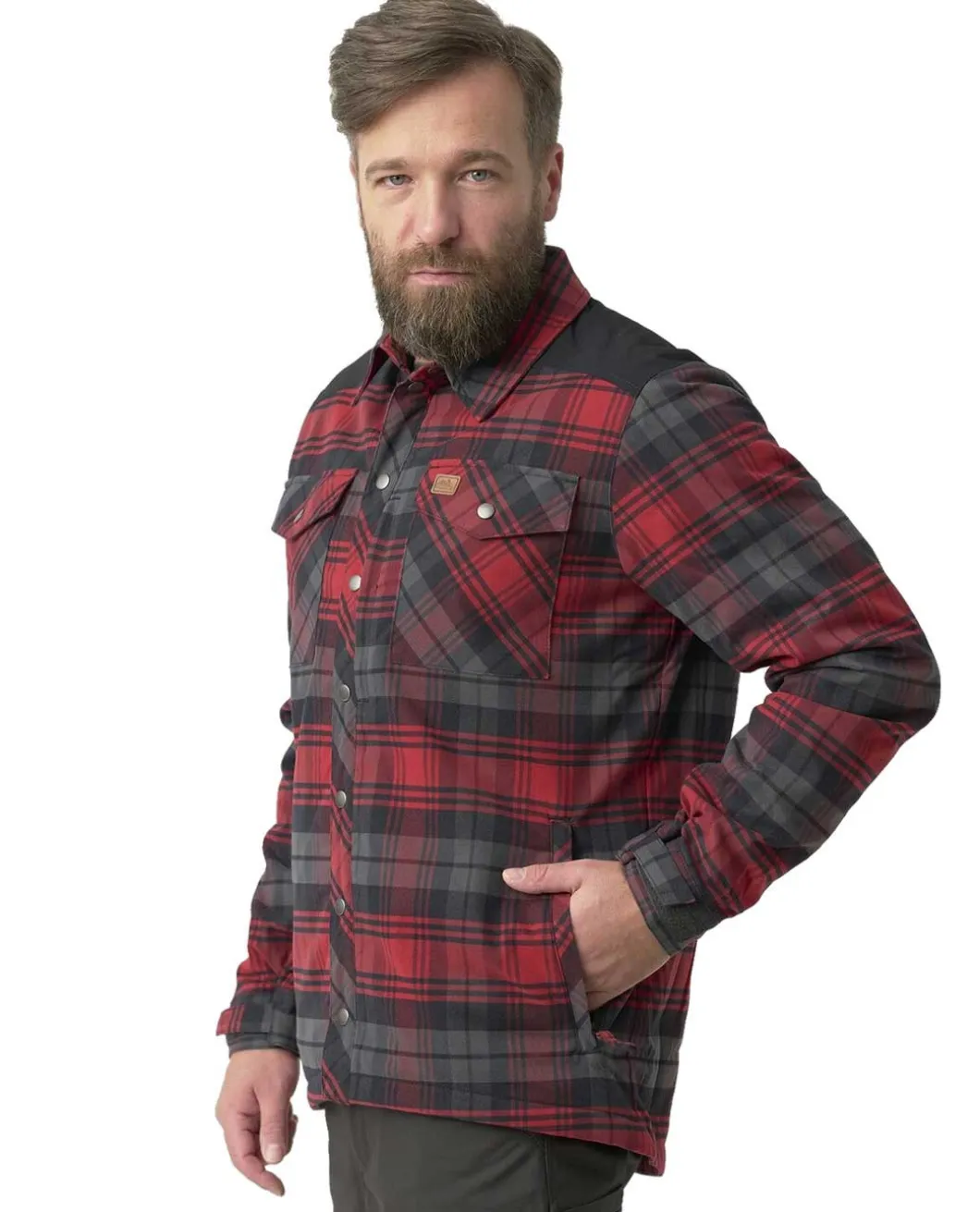 Winter Warden Shirt Slate Crimson Plaid
