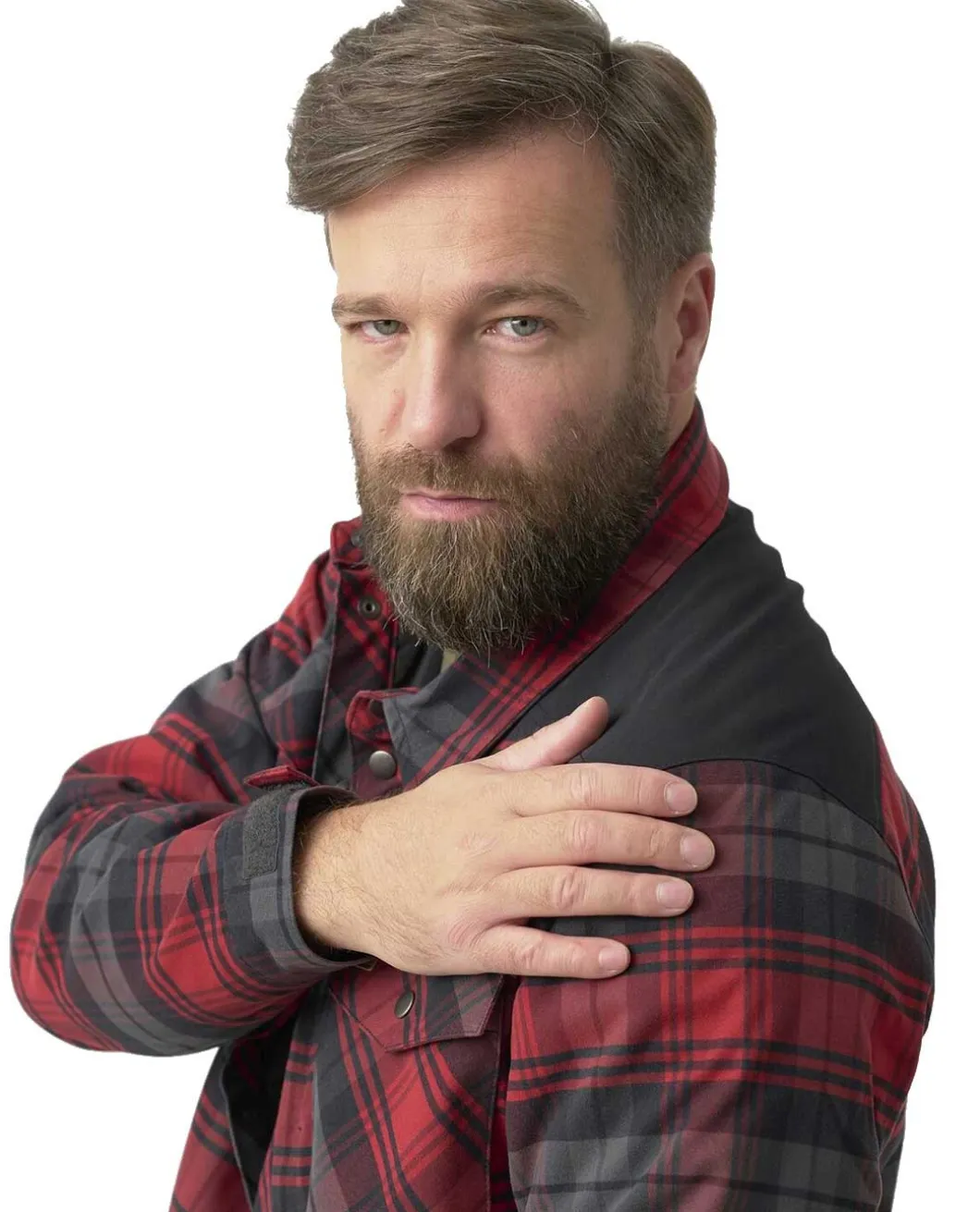 Winter Warden Shirt Slate Crimson Plaid