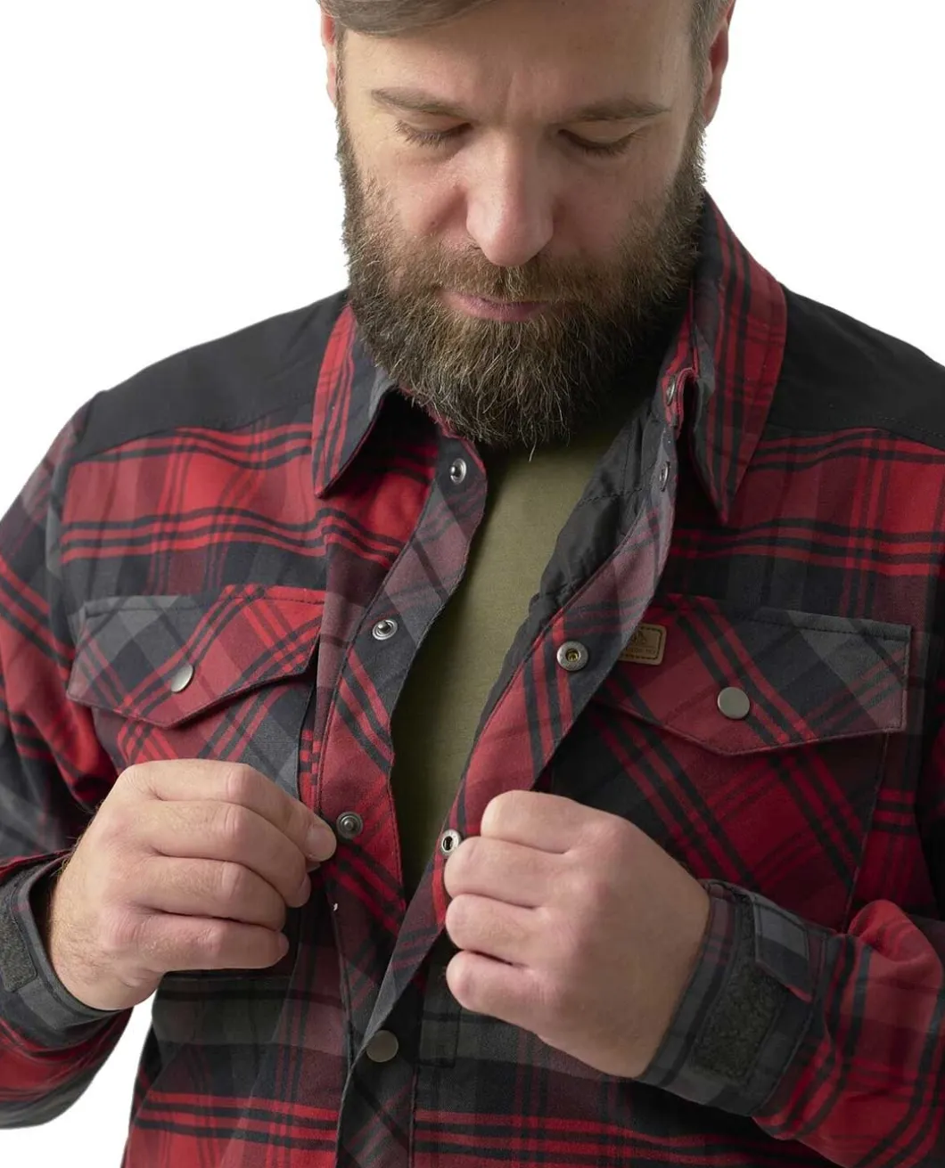 Winter Warden Shirt Slate Crimson Plaid