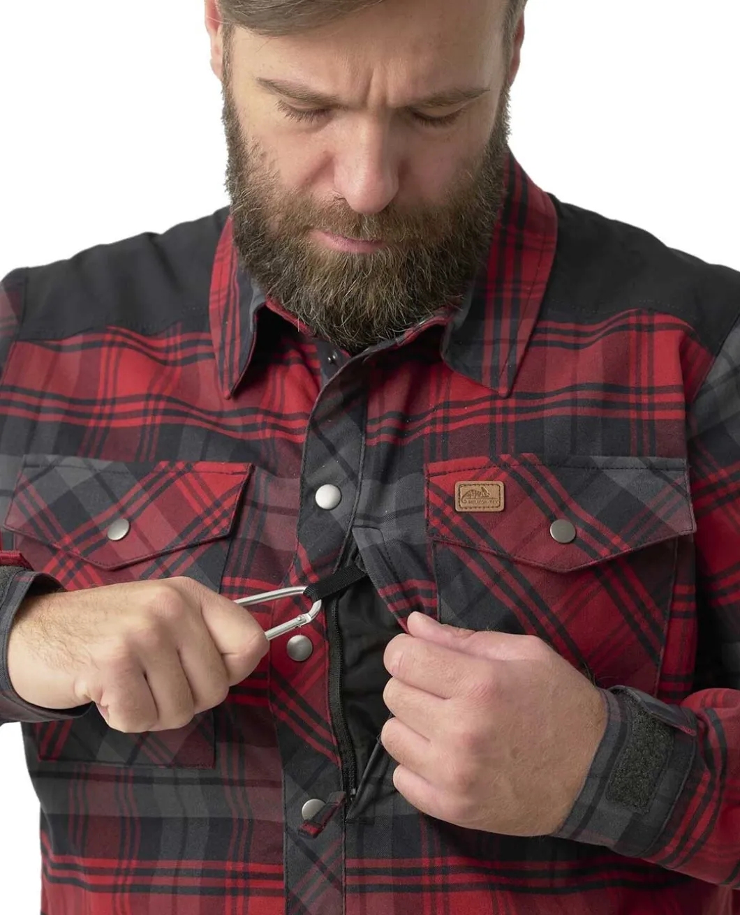 Winter Warden Shirt Slate Crimson Plaid