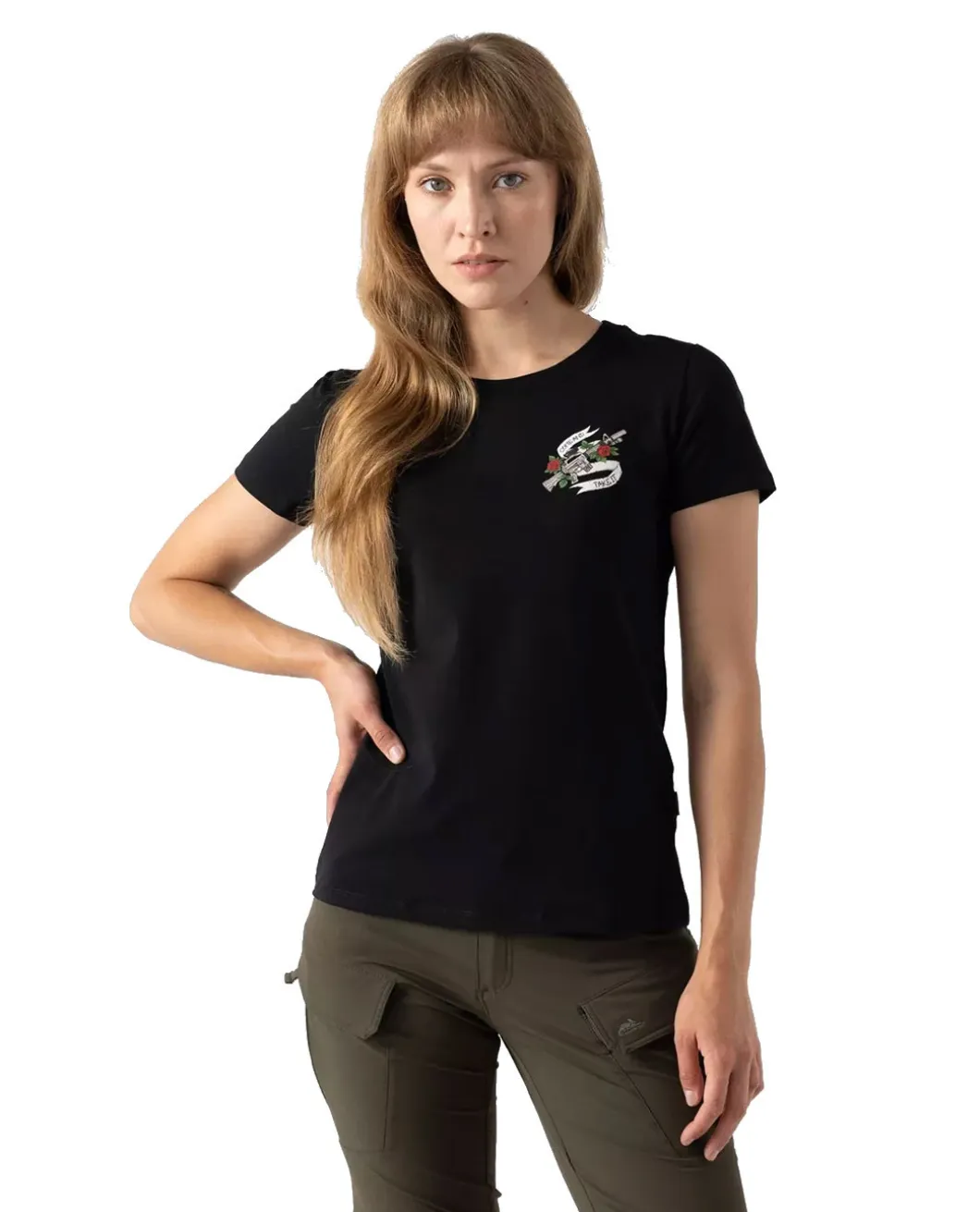 Women's T-Shirt Slim (Come and take it) Black Schwarz