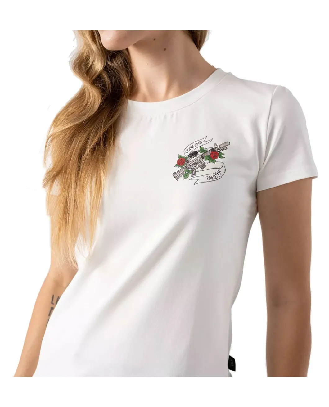 Women's T-Shirt Slim (Come and take it) White